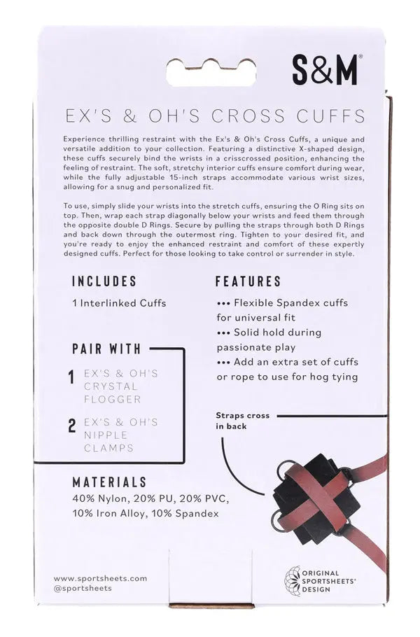eX's and Oh's Cross Cuffs – body-safe materials adjustable intensity | Fu'Cha Exotics