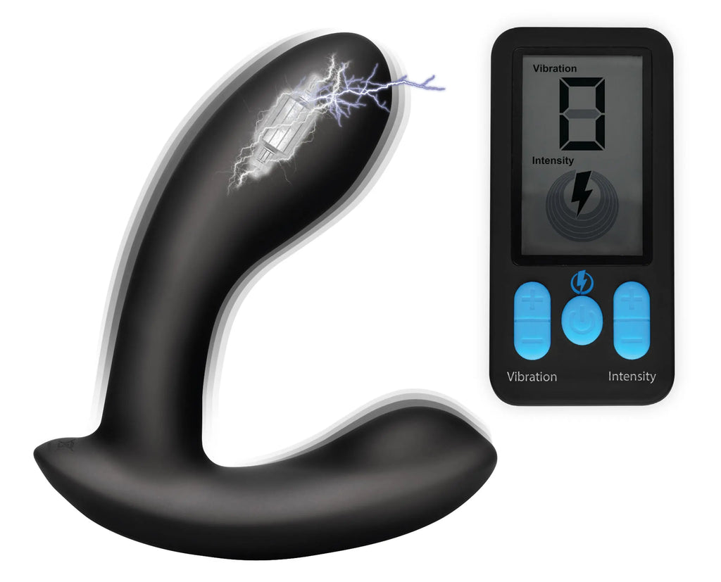 E-Stim and Vibrating Prostate Massager - Black – body-safe materials | Fu'Cha Exotics
