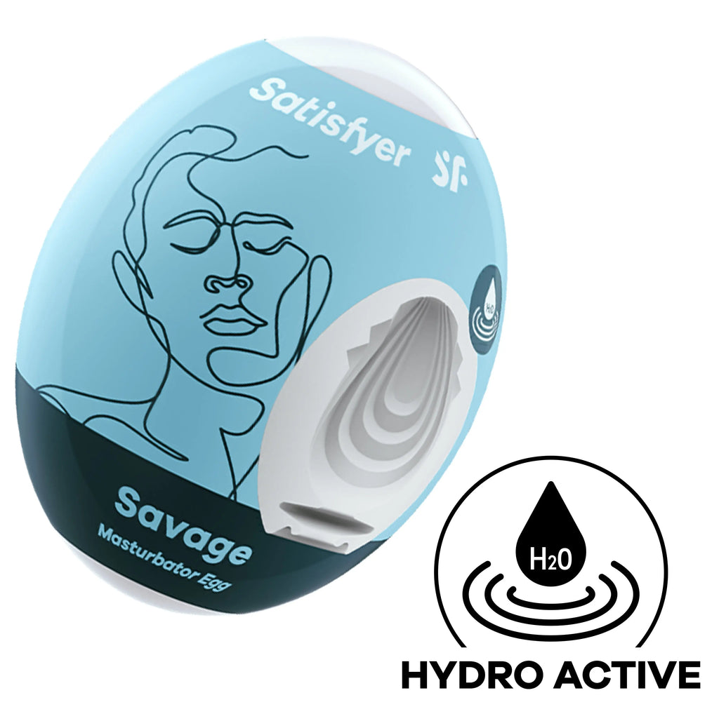 Satisfyer Masturbator Egg - Savage - Blue – body-safe materials | Fu'Cha Exotics