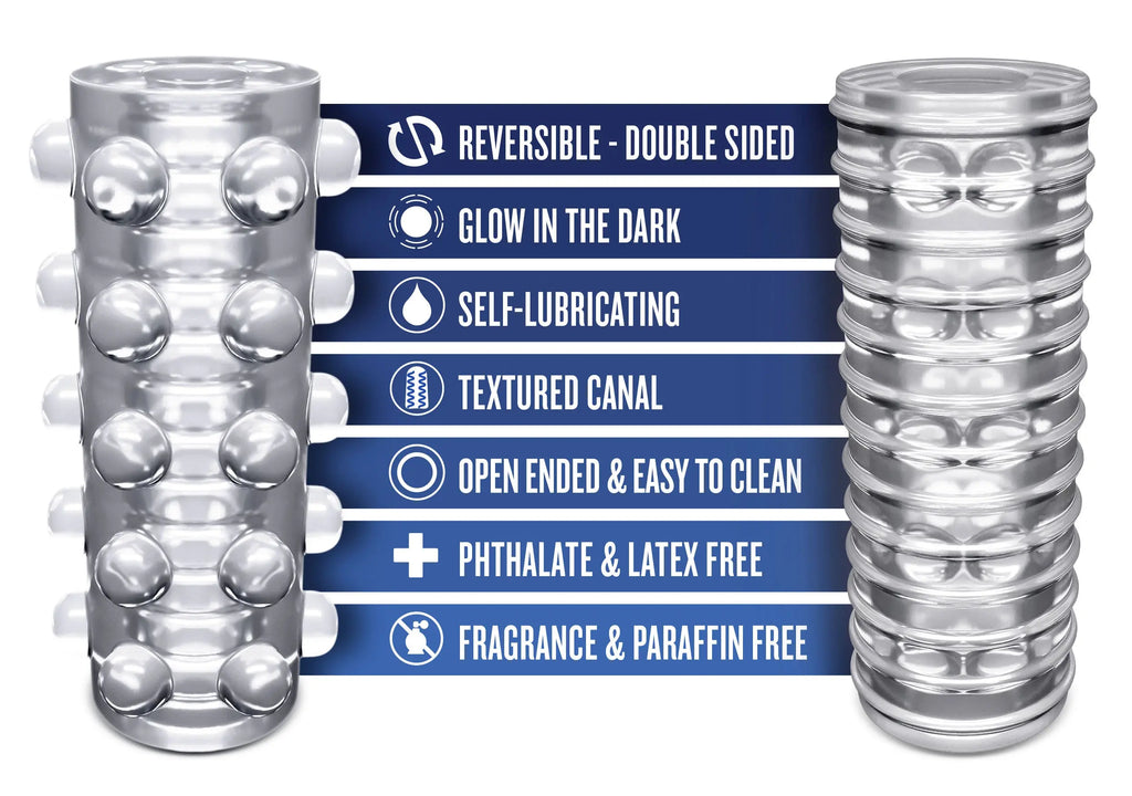Rize - Swich - Glow in the Dark Self -Lubricating Stroker - Clear – body-safe materials | Fu'Cha Exotics