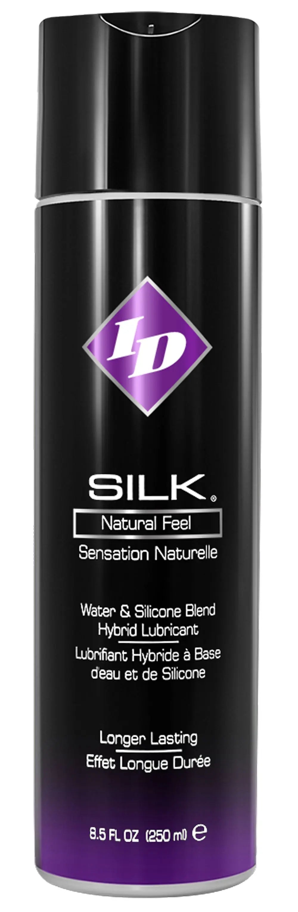 Silicone and water blend lubricant bottle, 8.5 fl oz, Silk Natural Feel label