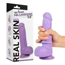 Real Skin Mr. Lavender 7.5" Dual Layer Dildo – body-safe materials | Fu'Cha Exotics
