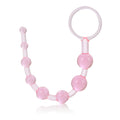 Pink anal bead set with round handle and five bulb beads