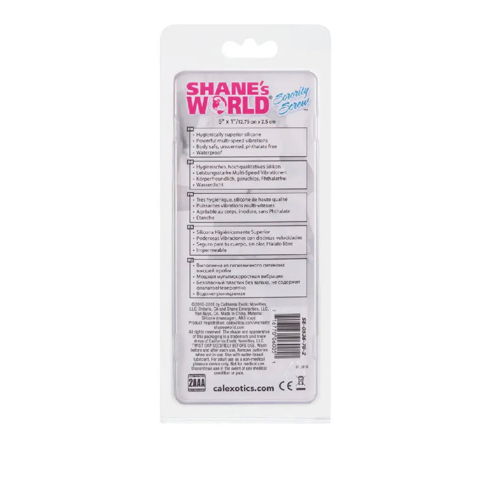 Shanes World Sorority Screw Vibe - Pink – body-safe materials | Fu'Cha Exotics