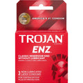 Trojan Enz non-lubricated latex condoms, 3-pack, classic reservoir end