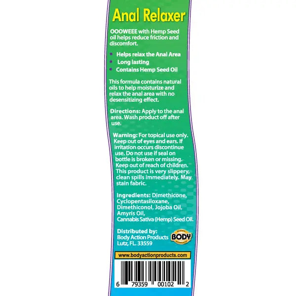 Oooweee Anal Relaxer Silicone Lubricant Plus Hemp - 1.7 Fl. Oz. / 50 ml – body-safe silicone | Fu'Cha Exotics