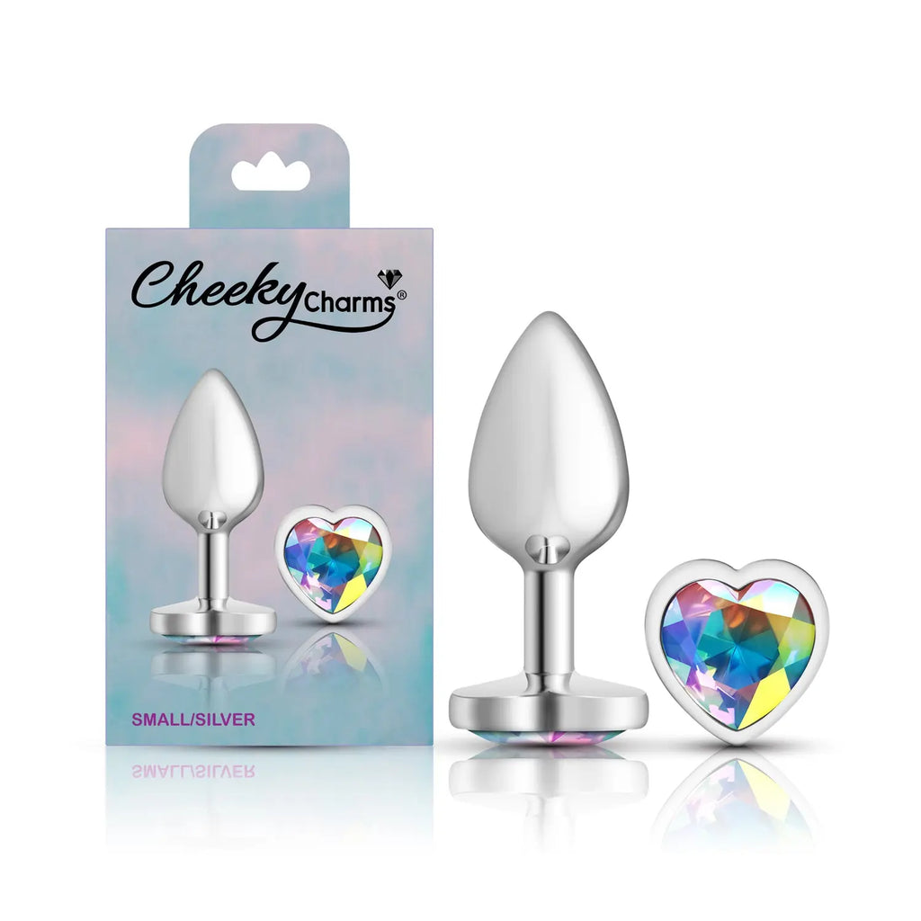 Clear Iridescent Heart Gem Silver Metal Plug - Sm – body-safe materials | Fu'Cha Exotics