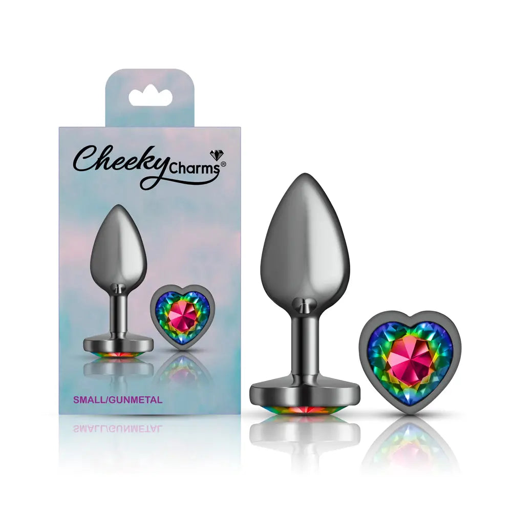 Rainbow Heart Gem Gunmetal Metal Plug - Sm – body-safe materials | Fu'Cha Exotics