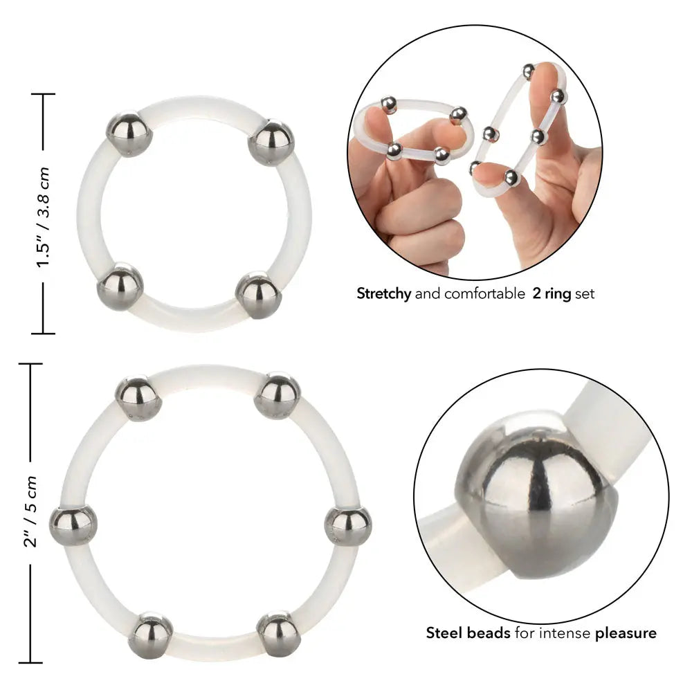 Steel Beaded Silicone Ring Set – body-safe silicone | Fu'Cha Exotics