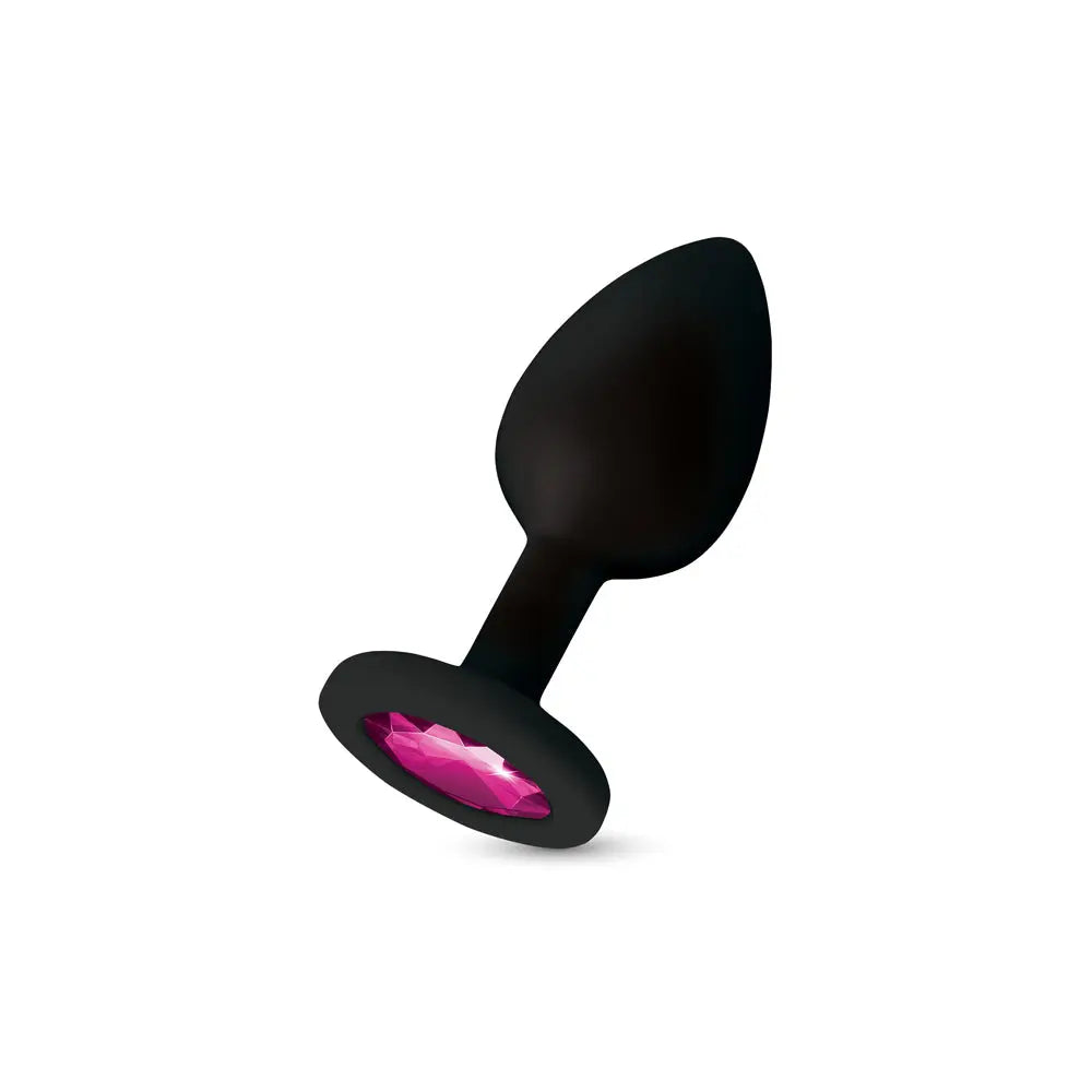 Gemma Pink Gem Black Silicone Plug - Large – body-safe materials | Fu'Cha Exotics
