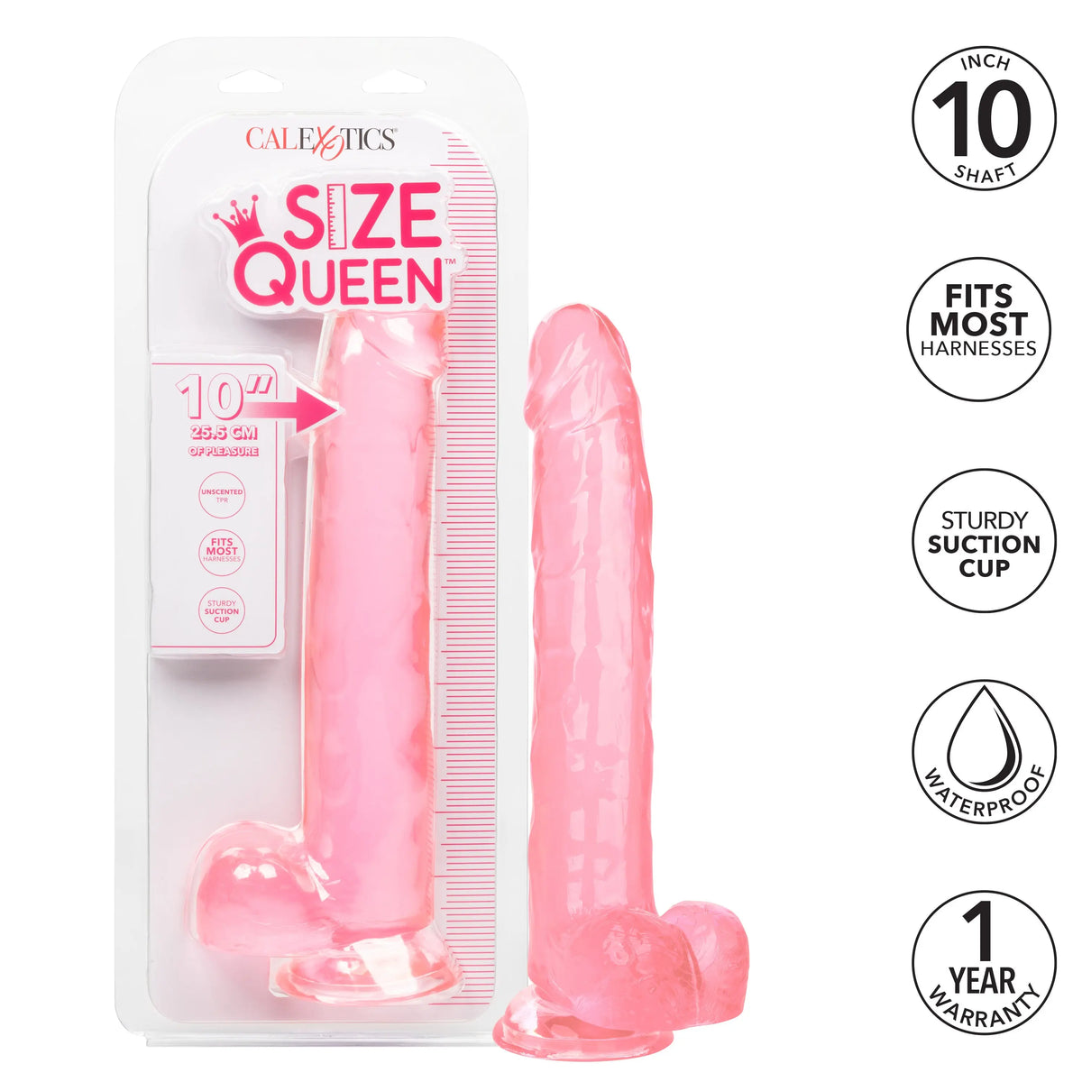 Size Queen 10 inch/25.5 Cm - Pink – body-safe materials | Fu'Cha Exotics