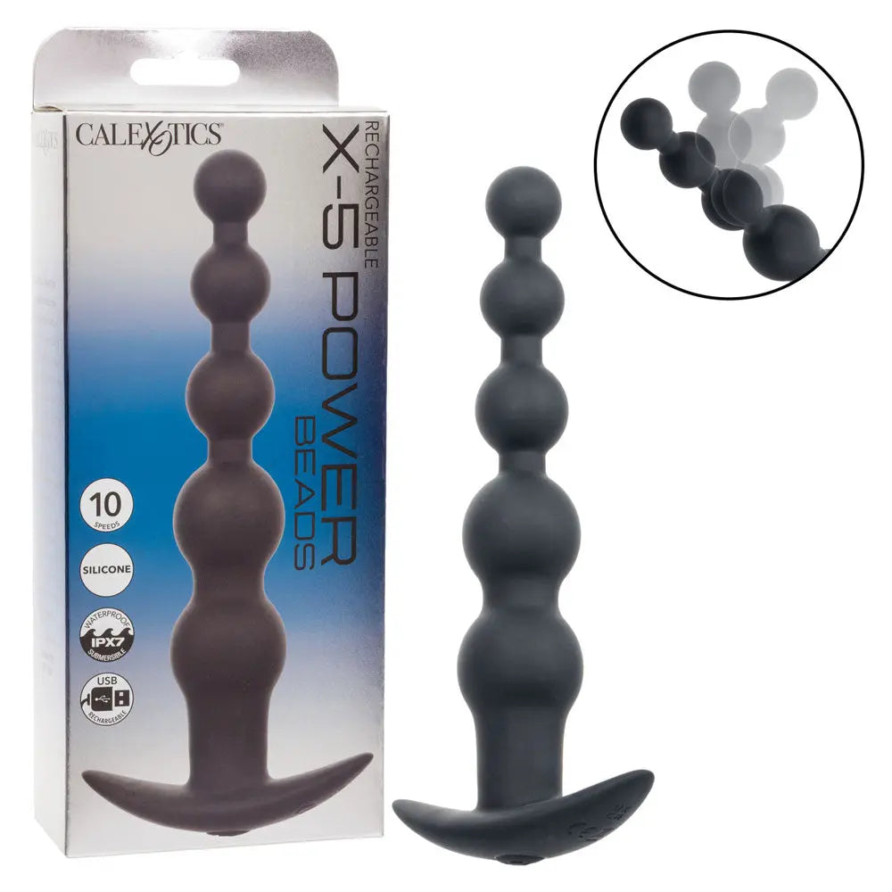 Rechargeable X-5 Power Beads - Black – body-safe materials | Fu'Cha Exotics
