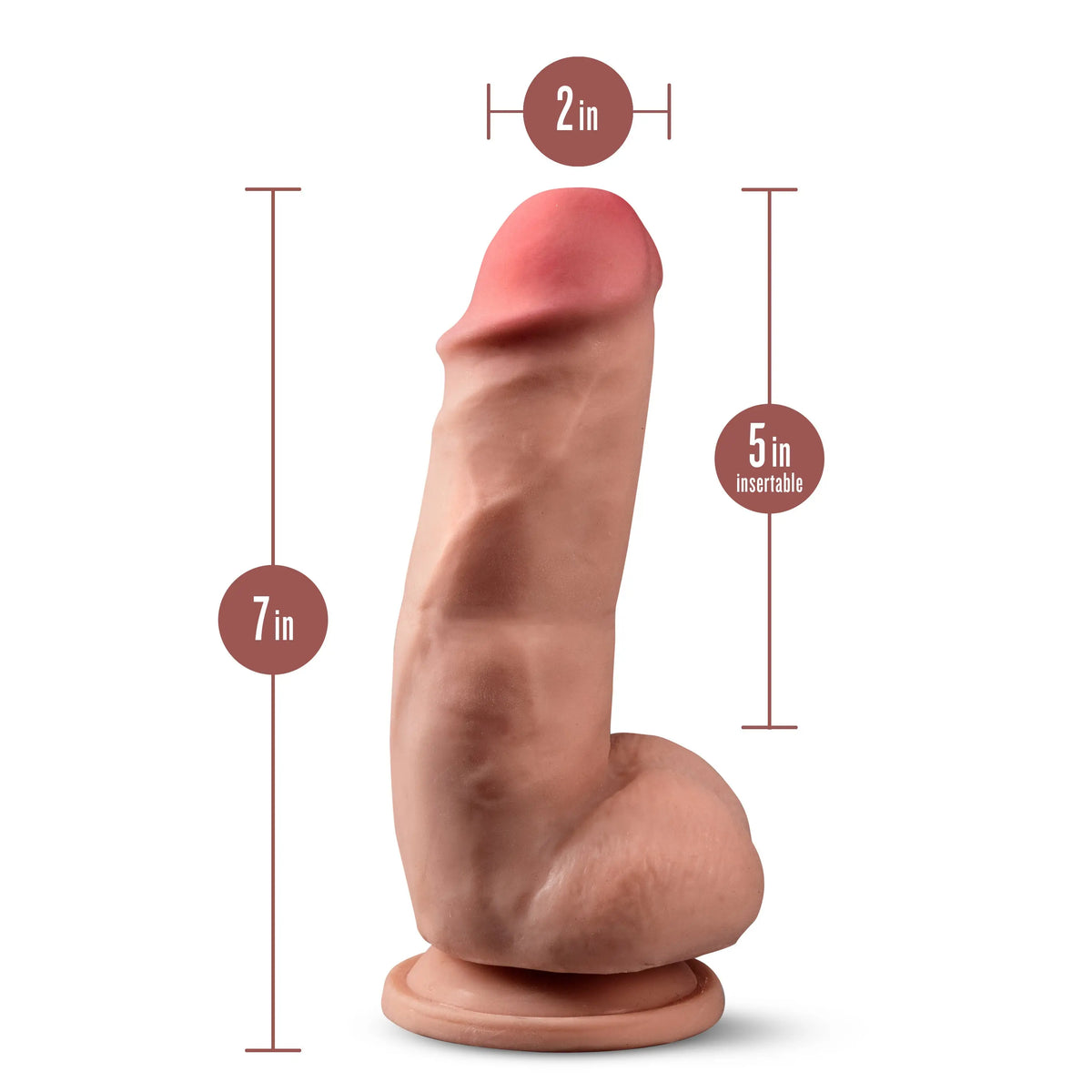 Dr. Skin Plus - 7 Inch Girthy Posable Dildo With Balls - Mocha – body-safe materials | Fu'Cha Exotics