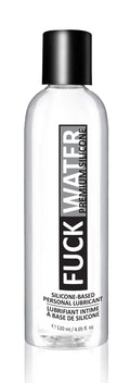 Premium silicone lubricant bottle with clear formula and black cap
