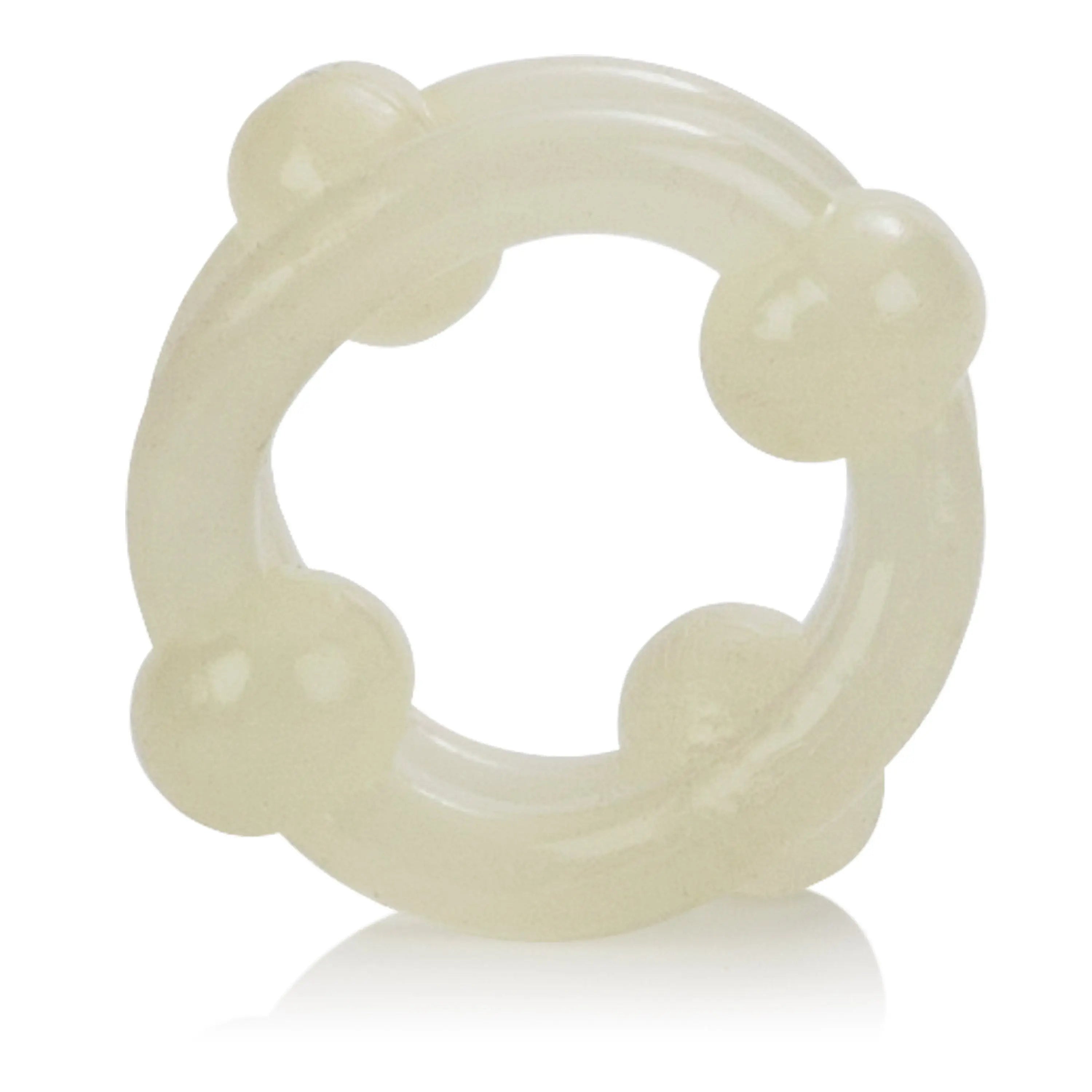 Glow-in-the-dark ring stacker, light cream translucent double-band design