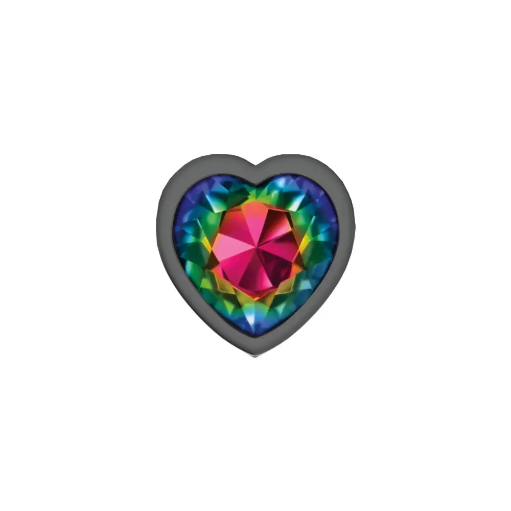 Rainbow Heart Gem Gunmetal Metal Plug - Sm – body-safe materials | Fu'Cha Exotics