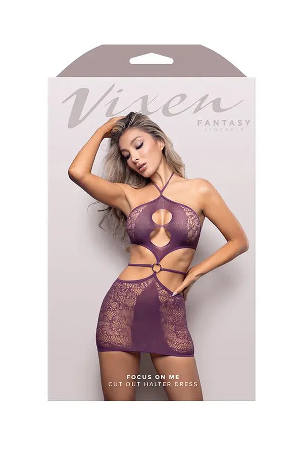 Focus on Me Cut-Out Halter Dress - Os - Purple Wisteria – body-safe materials | Fu'Cha Exotics