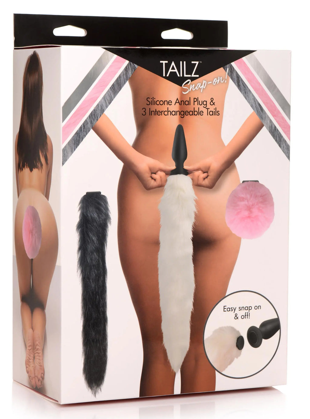 Snap-on Silicone Anal Plug and 3 Interchangeable Tails – body-safe silicone | Fu'Cha Exotics
