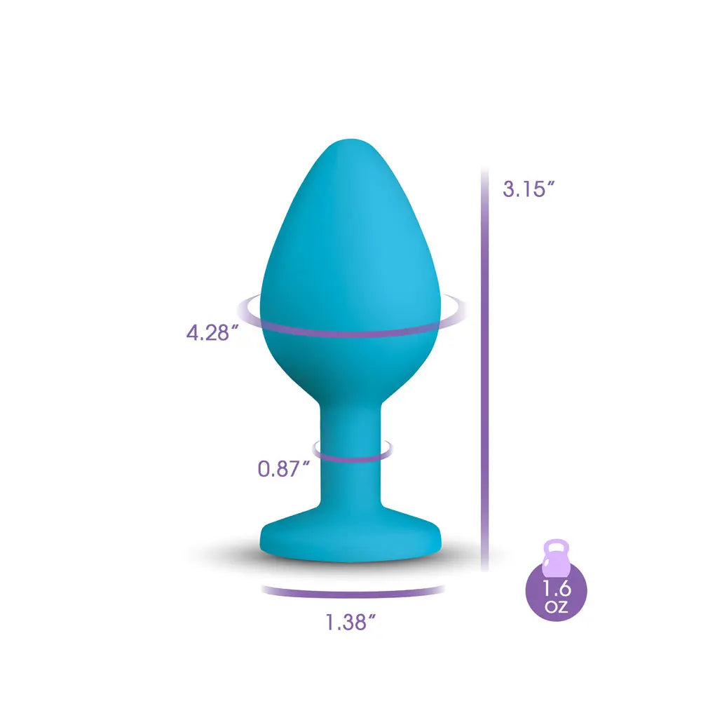 Gemma Clear Iridescent Gem Teal Silicone Plug - M – body-safe materials | Fu'Cha Exotics