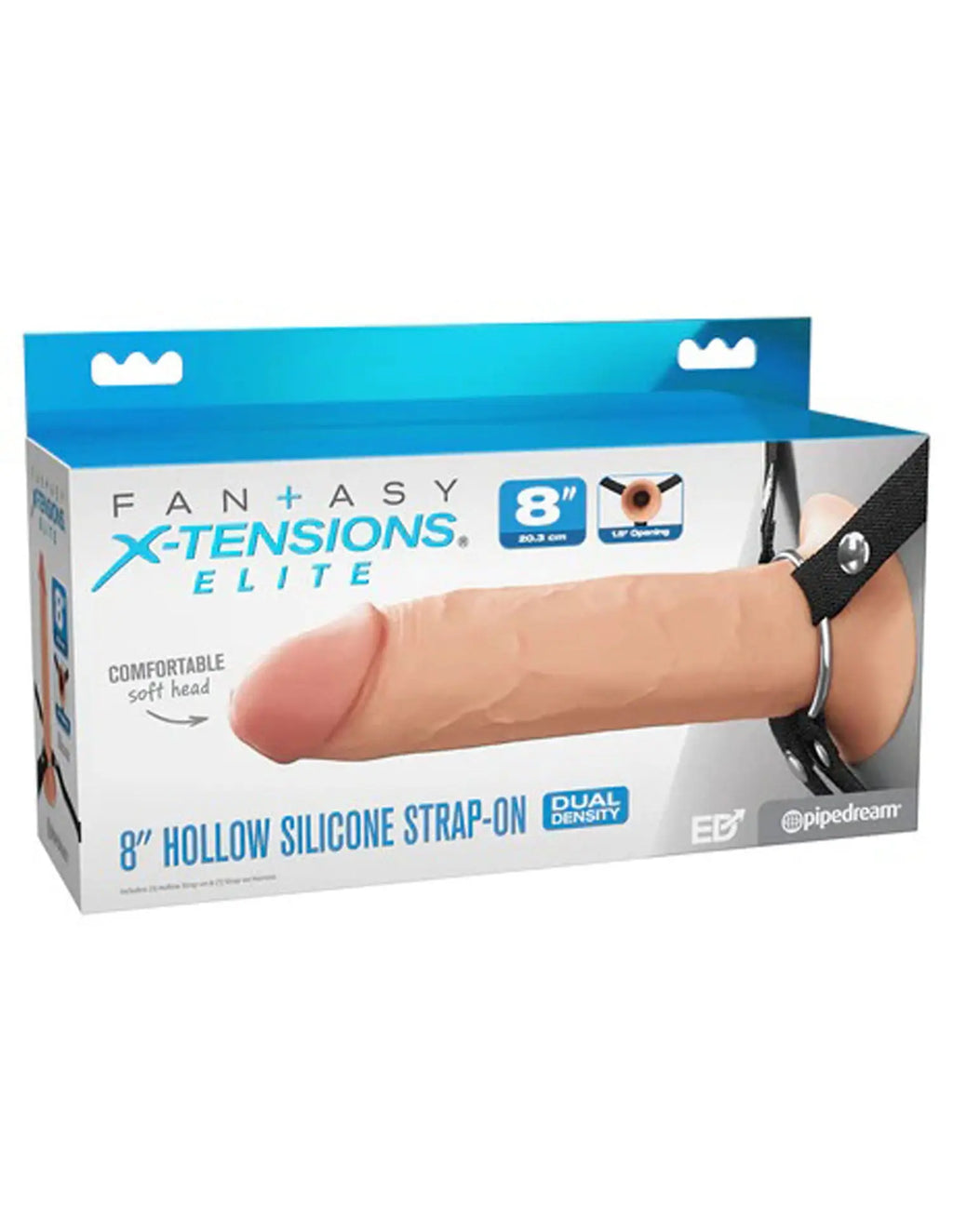 Fantasy X-Tensions Elite 8" Silicone Hollow Strap Dual Density - Light – body-safe silicone | Fu'Cha Exotics