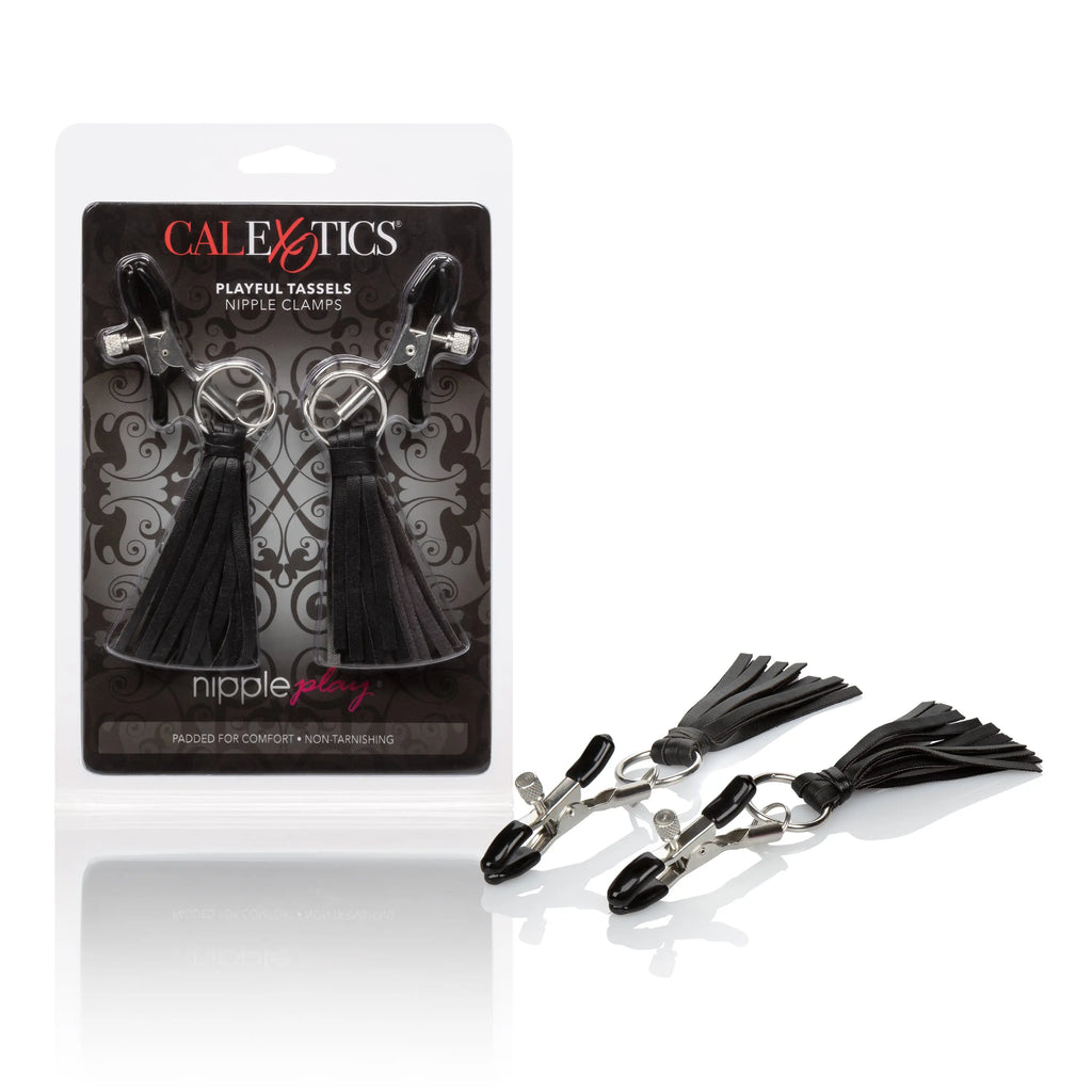 Nipple Play Playful Tassels Nipple Clamps - Black – body-safe materials | Fu'Cha Exotics