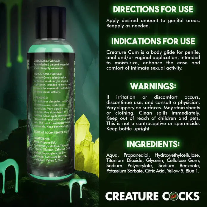 Creature Cum Green Water-Based Lubricant 4oz – body-safe materials | Fu'Cha Exotics