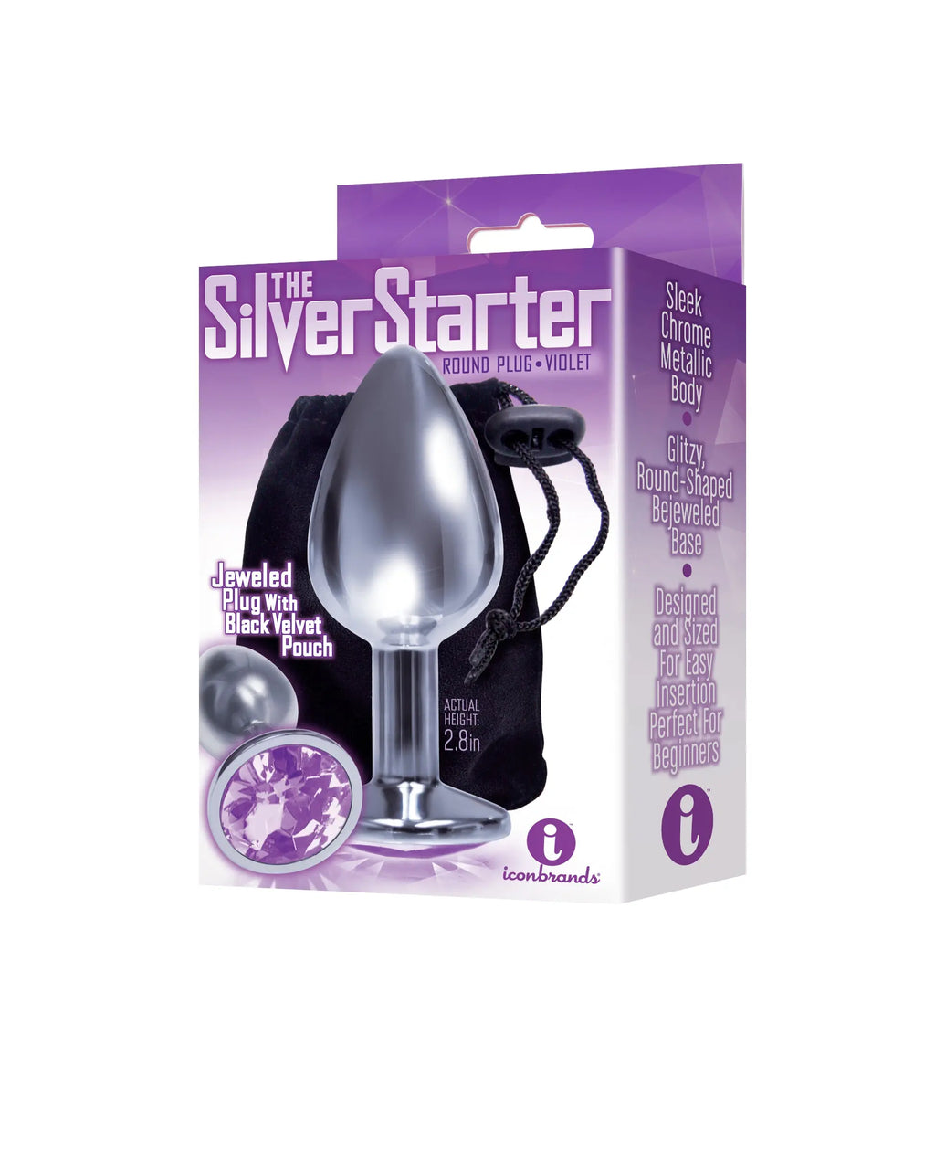 The 9's the Silver Starter Bejeweled Stainless Steel Plug - Violet – stainless steel | Fu'Cha Exotics