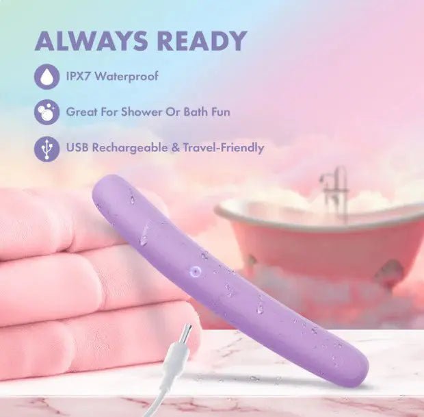 Play With Me Silicone Double Ended Vibrator - Purple – body-safe silicone 10 vibration modes | Fu'Cha Exotics