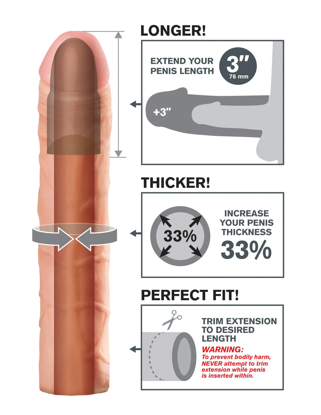 Fantasy X-Tension Perfect 3-Inch Extension – body-safe materials | Fu'Cha Exotics