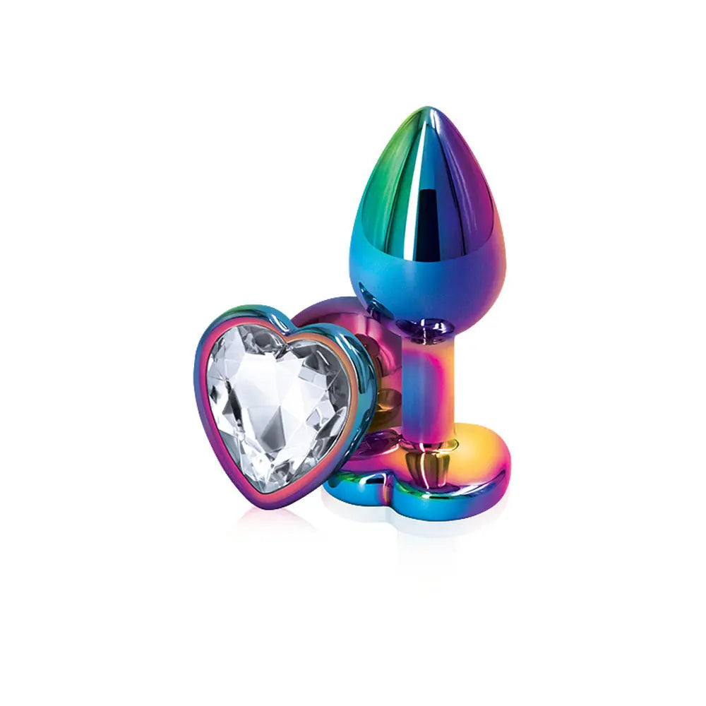 Rear Assets - Multicolor Heart - Small - Clear – body-safe materials | Fu'Cha Exotics
