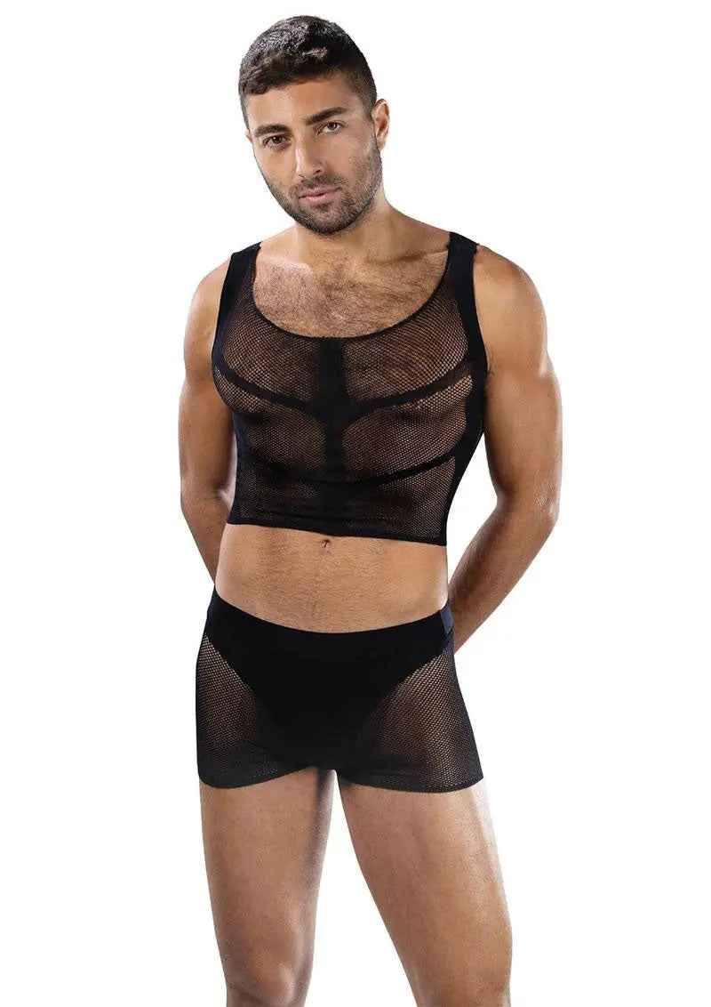 Fishnet Armor 2 Piece Set - Os - Black – body-safe materials | Fu'Cha Exotics