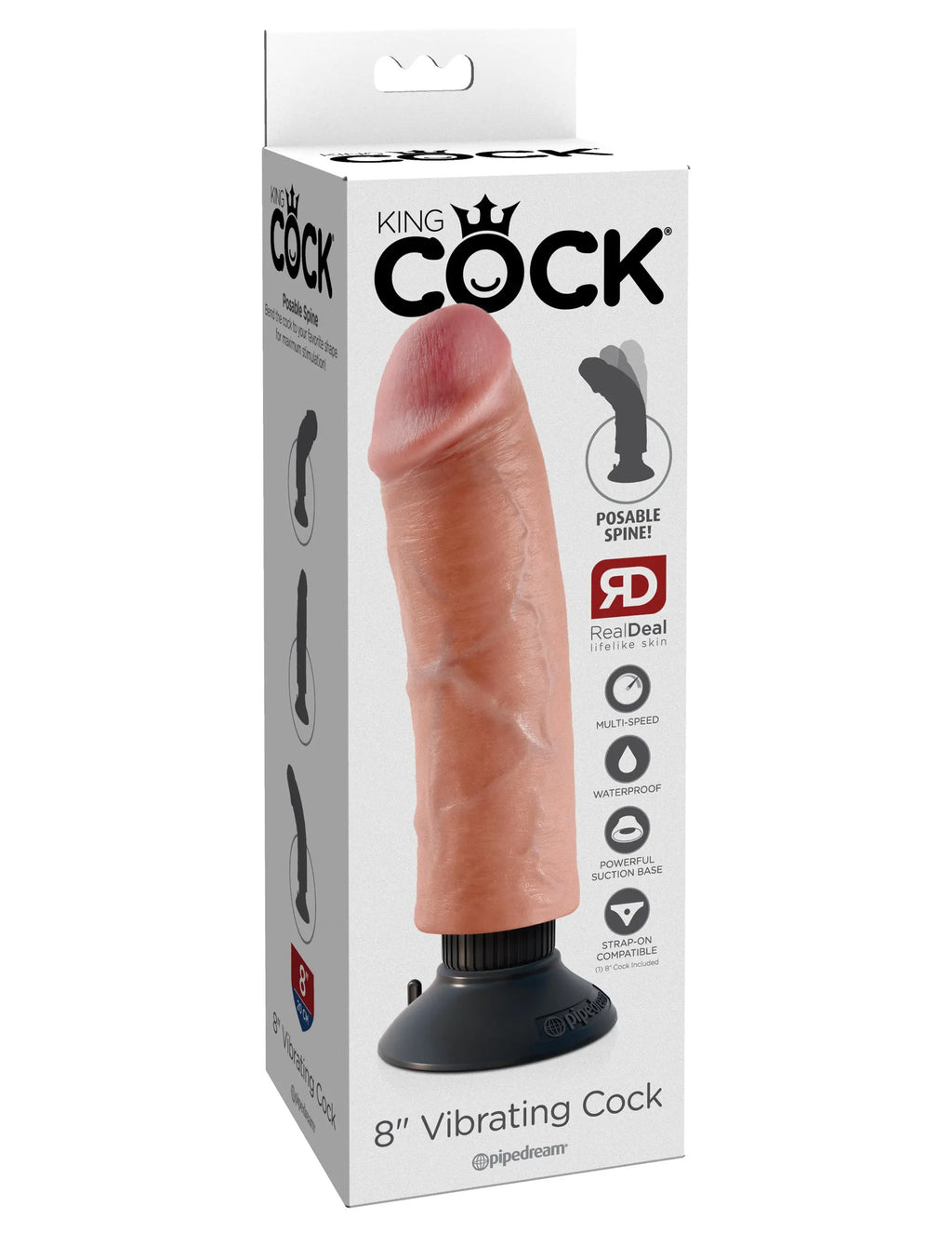 King Cock 8-Inch Vibrating Cock - Light – body-safe materials | Fu'Cha Exotics