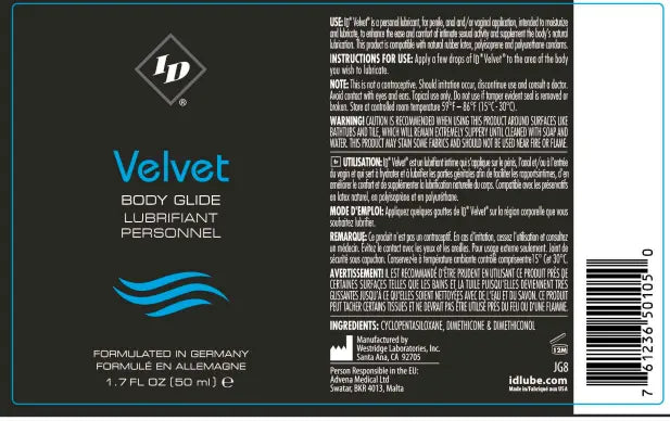 ID Velvet Body Glide 1.7 Oz – body-safe materials | Fu'Cha Exotics