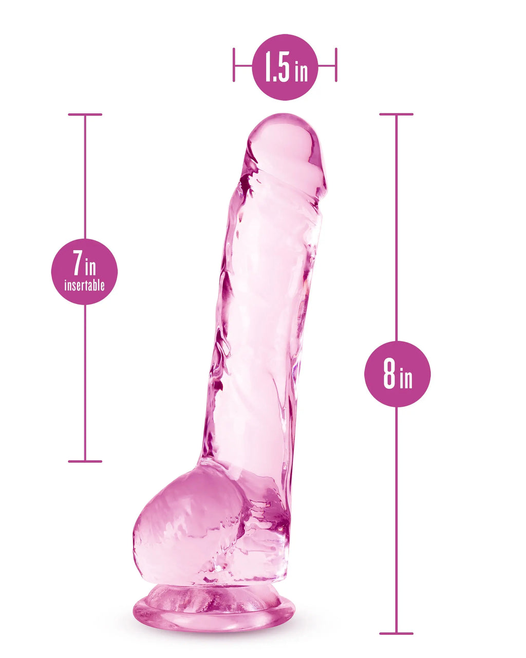 Naturally Yours - 8 Inch Crystalline Dildo - Rose – body-safe materials | Fu'Cha Exotics