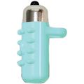 Glow-in-the-dark finger toy, light blue with silver cap and rounded bumps