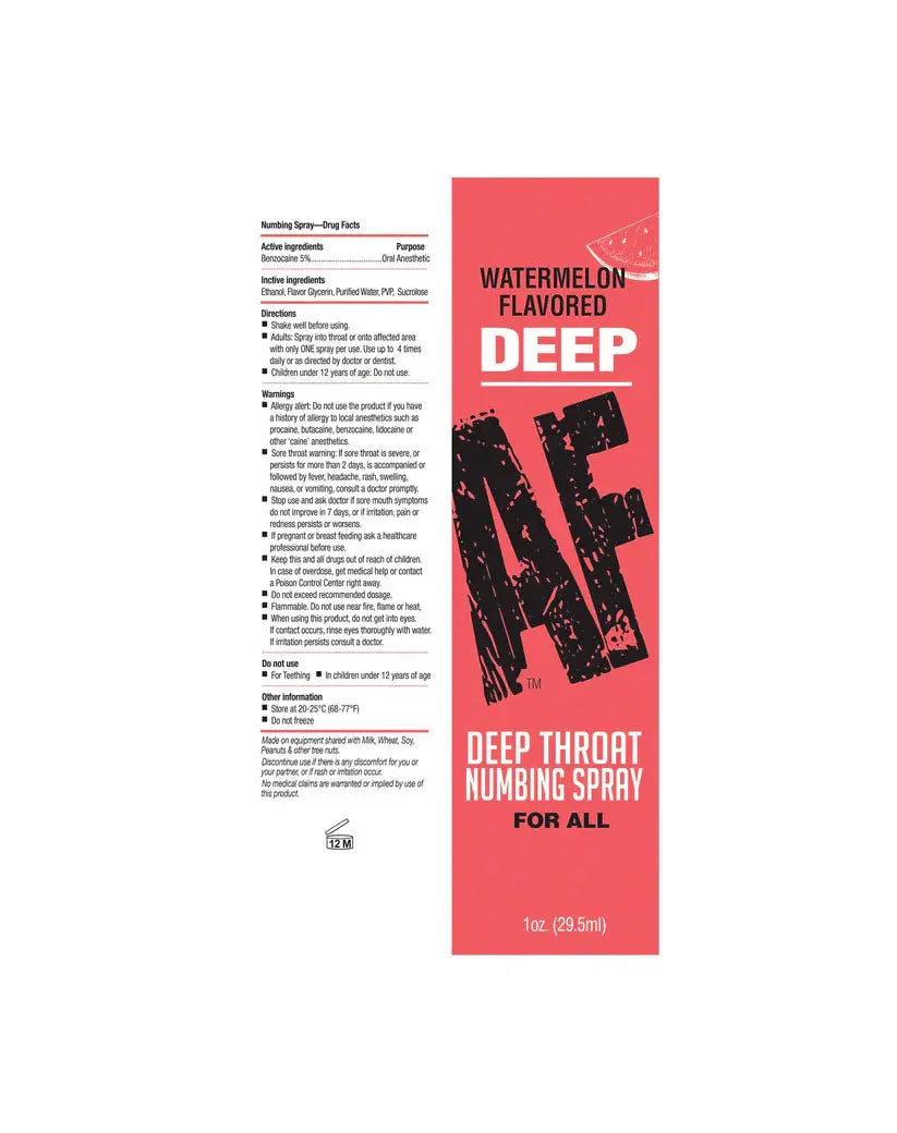 Deep Af Numbing Throat Spray 1 Oz - Watermelon – body-safe materials | Fu'Cha Exotics