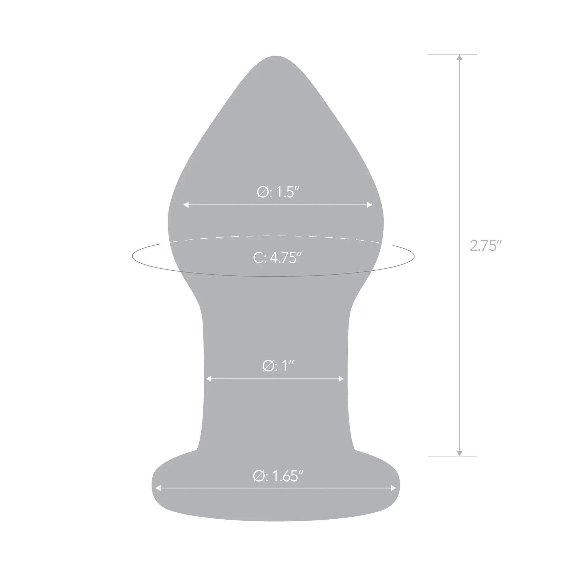 Gray butt plug with tapered tip and rounded base