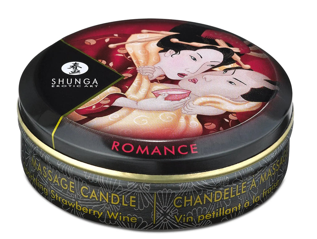 Mini Massage Candle - Romance - Sparkling Strawberry Wine - 1 Fl. Oz. – body-safe materials | Fu'Cha Exotics