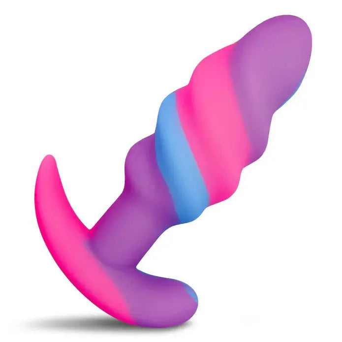 Unicorn Swirl Silicone Butt Plug - Small – body-safe materials | Fu'Cha Exotics