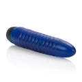 Blue ribbed flexible toy with textured end