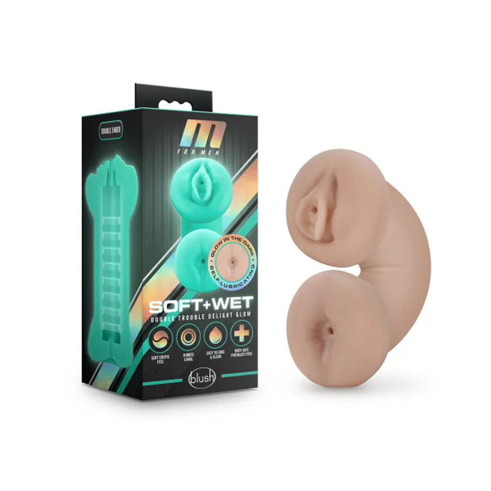 M for Men - Soft and Wet - Double Trouble Glow in the Dark - Vanilla – body-safe TPE | Fu'Cha Exotics