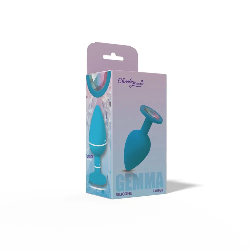 Gemma Clear Iridescent Gem Teal Silicone Plug - L – body-safe materials | Fu'Cha Exotics