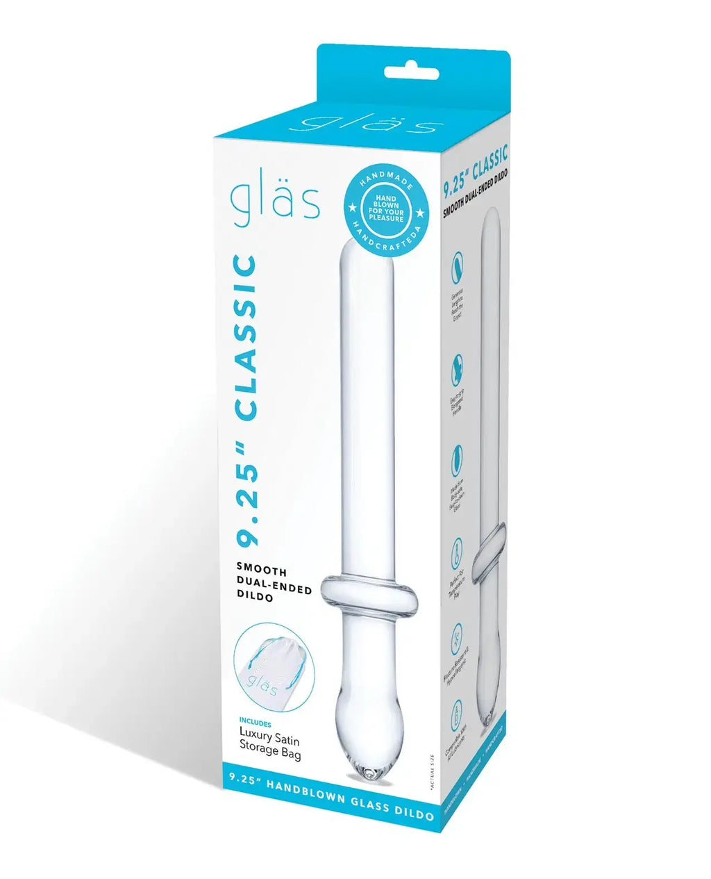 9.25 Inch Classic Smooth Dual-Ended Dildo - Clear – borosilicate glass | Fu'Cha Exotics