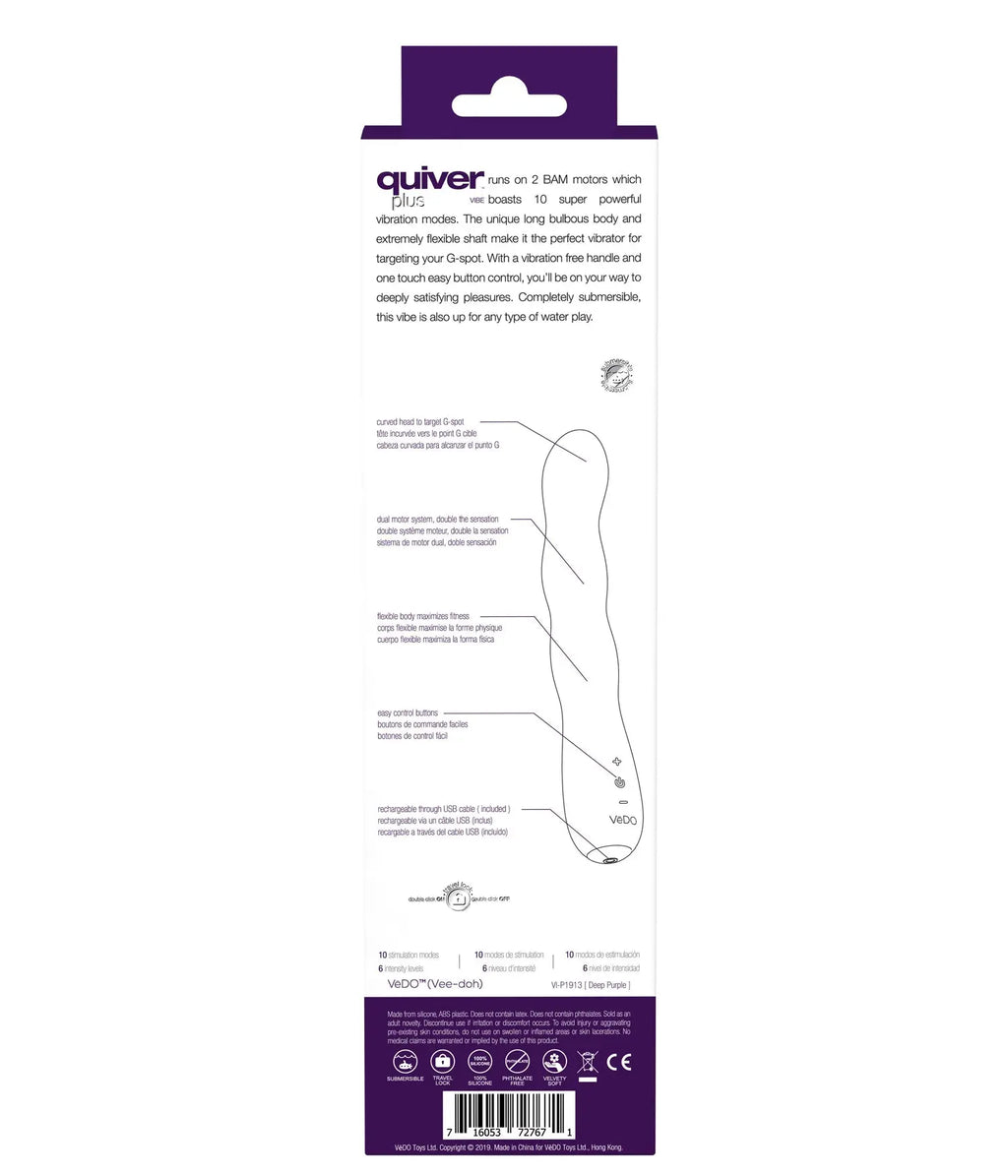 Quiver Plus Rechargeable Vibe - Purple – body-safe materials | Fu'Cha Exotics