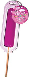 Jumbo Cock Pops cherry-flavored lollipop in purple and white wrapper