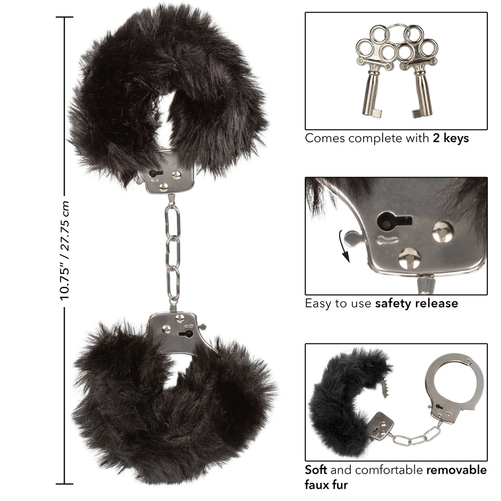 Ultra Fluffy Furry Cuffs - Black – body-safe materials | Fu'Cha Exotics