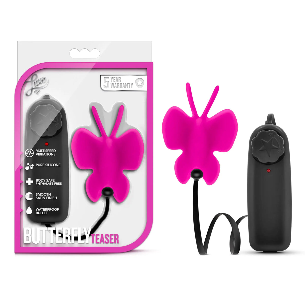 Luxe- Butterfly Teaser - Fuschia – body-safe materials | Fu'Cha Exotics