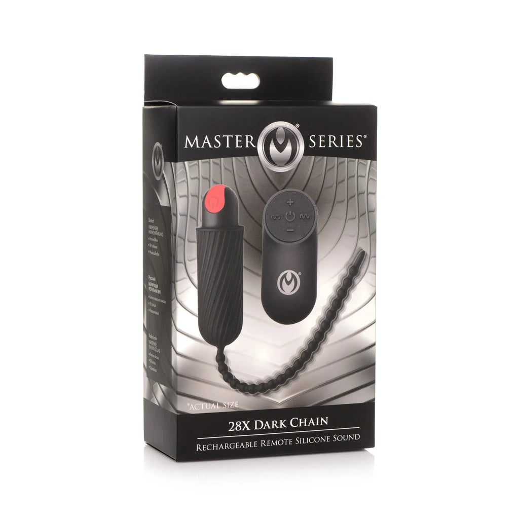 28x Dark Chain Rechargeable Remote Silicone Sound - Black – body-safe silicone 11 vibration modes | Fu'Cha Exotics