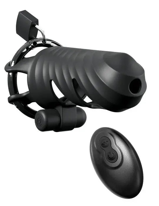 Fantasy C-Ringz Remote-Controlled Vibrating Cock Blocker - Black – body-safe materials | Fu'Cha Exotics