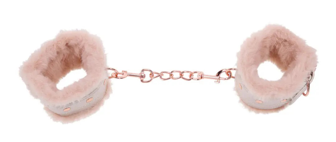 Peaches N Creame Fur Handcuffs - Pink – body-safe materials | Fu'Cha Exotics